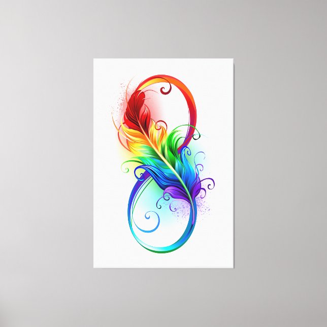 Unendliches Symbol mit Regenbogenfederhalter Leinwanddruck (Vorderseite)