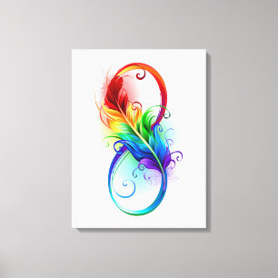 Unendliches Symbol mit Regenbogenfederhalter Leinwanddruck