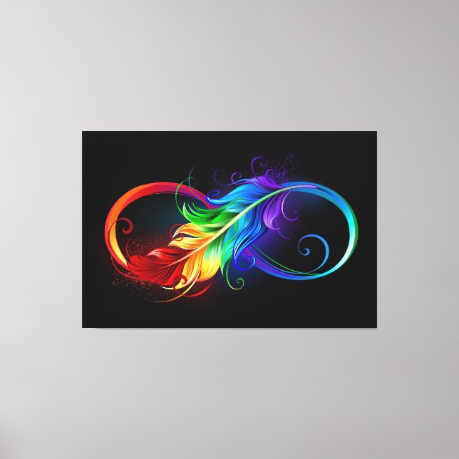 Unendliches Symbol mit Regenbogenfederhalter Leinwanddruck (Vorderseite)