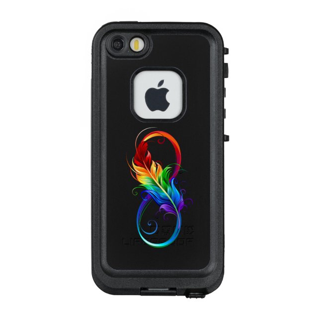 Unendliches Symbol mit Regenbogenfederhalter LifeProof iPhone Hülle (Rückseite)