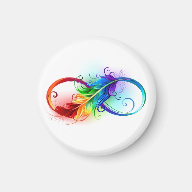 Unendliches Symbol mit Regenbogenfederhalter Magnet (Vorne)