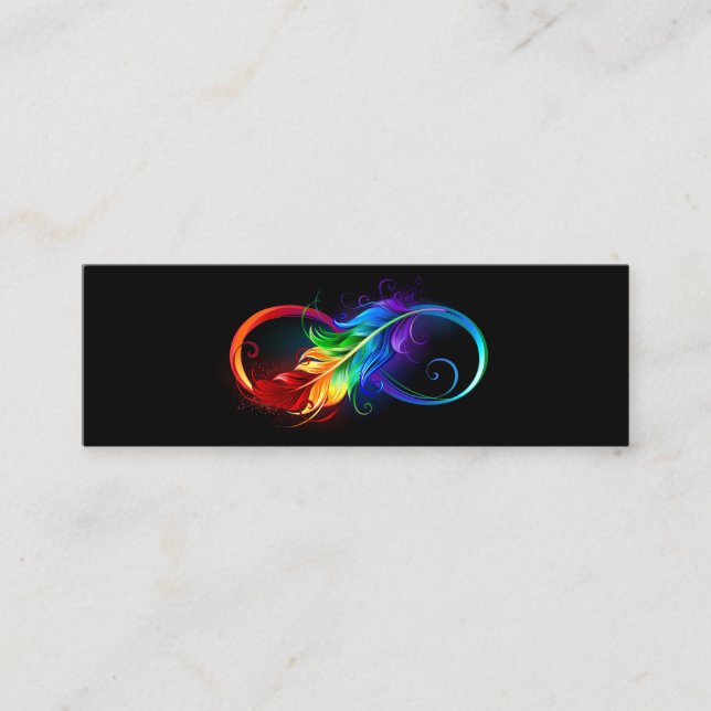 Unendliches Symbol mit Regenbogenfederhalter Mini Visitenkarte (Vorderseite)
