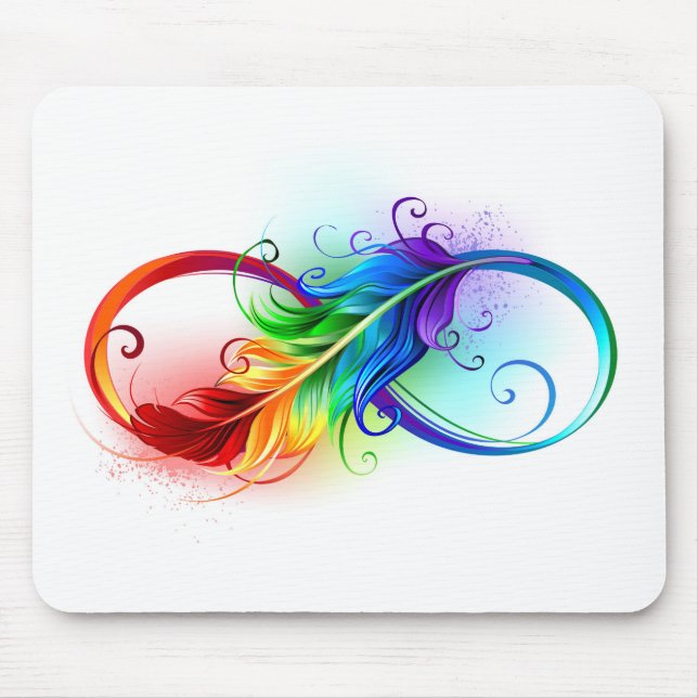 Unendliches Symbol mit Regenbogenfederhalter Mousepad (Vorne)