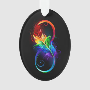 Unendliches Symbol mit Regenbogenfederhalter Ornament
