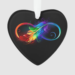 Unendliches Symbol mit Regenbogenfederhalter Ornament