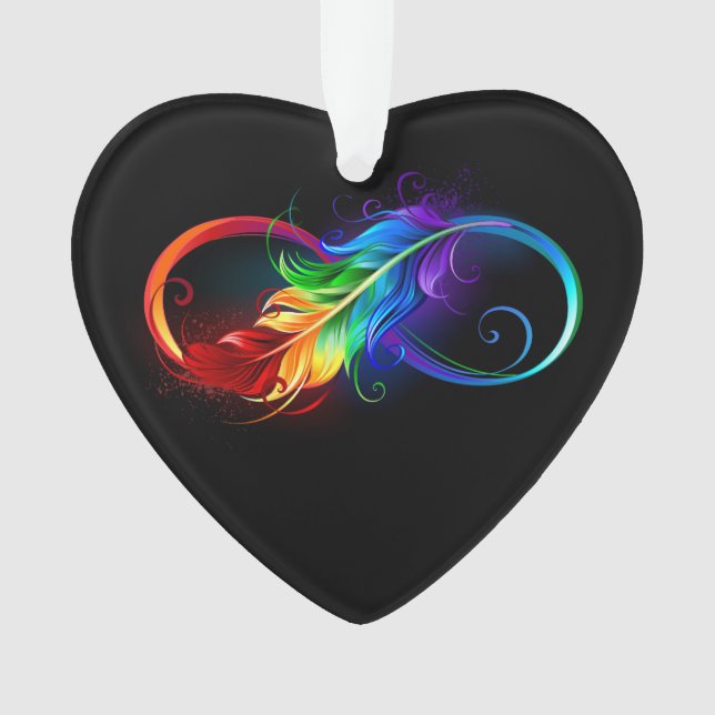 Unendliches Symbol mit Regenbogenfederhalter Ornament (Vorderseite)