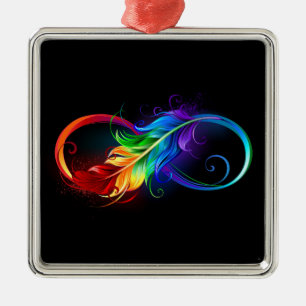 Unendliches Symbol mit Regenbogenfederhalter Ornament Aus Metall