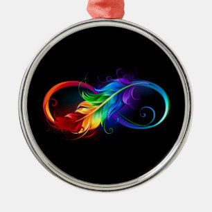 Unendliches Symbol mit Regenbogenfederhalter Ornament Aus Metall
