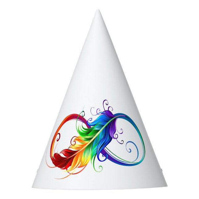 Unendliches Symbol mit Regenbogenfederhalter Partyhütchen (Vorderseite)