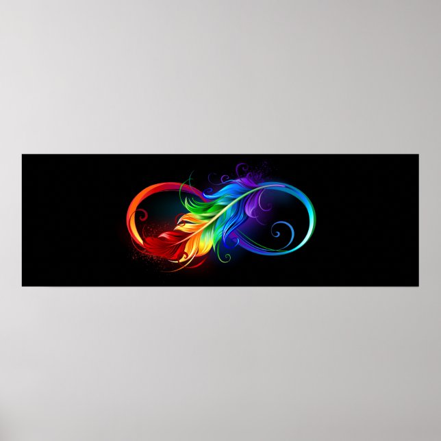 Unendliches Symbol mit Regenbogenfederhalter Poster (Vorne)