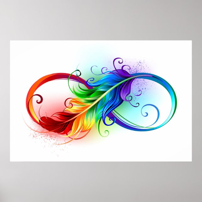 Unendliches Symbol mit Regenbogenfederhalter Poster (Vorne)