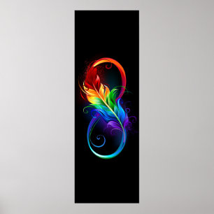 Unendliches Symbol mit Regenbogenfederhalter Poster