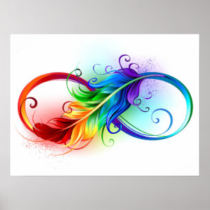 Unendliches Symbol mit Regenbogenfederhalter Poster