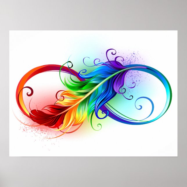 Unendliches Symbol mit Regenbogenfederhalter Poster (Vorne)