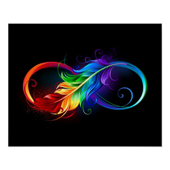 Unendliches Symbol mit Regenbogenfederhalter Poster (Vorderseite)