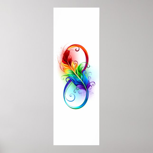 Unendliches Symbol mit Regenbogenfederhalter Poster (Vorne)