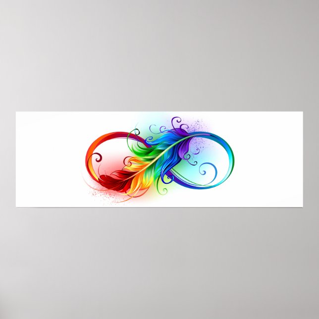 Unendliches Symbol mit Regenbogenfederhalter Poster (Vorne)