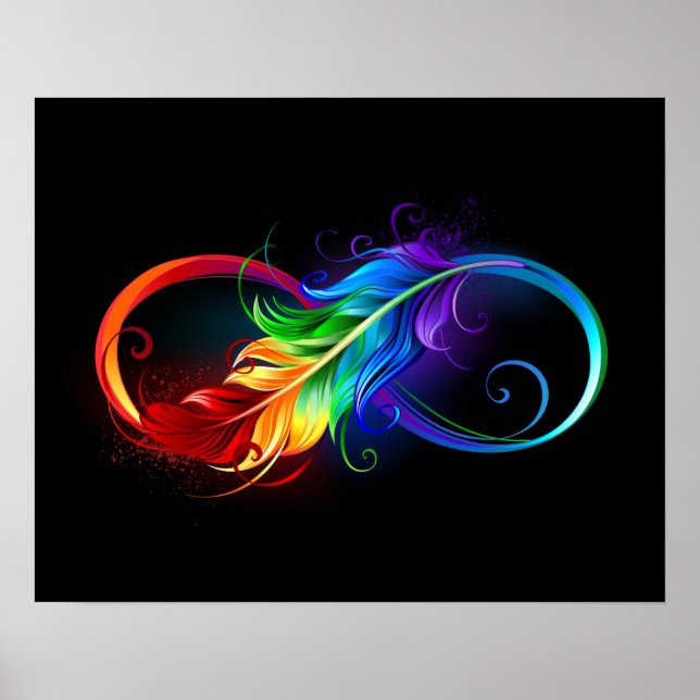Unendliches Symbol mit Regenbogenfederhalter Poster (Vorne)