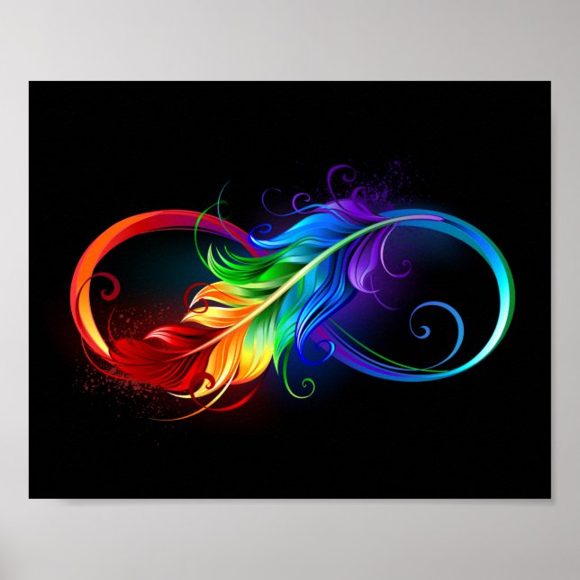 Unendliches Symbol mit Regenbogenfederhalter Poster (Vorne)