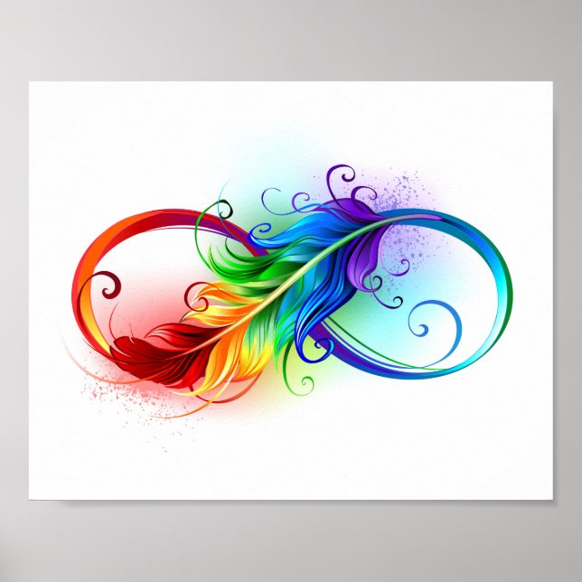 Unendliches Symbol mit Regenbogenfederhalter Poster (Vorne)