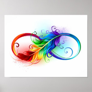 Unendliches Symbol mit Regenbogenfederhalter Poster