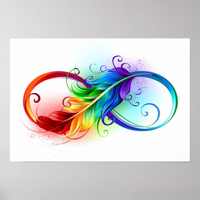 Unendliches Symbol mit Regenbogenfederhalter Poster (Vorne)