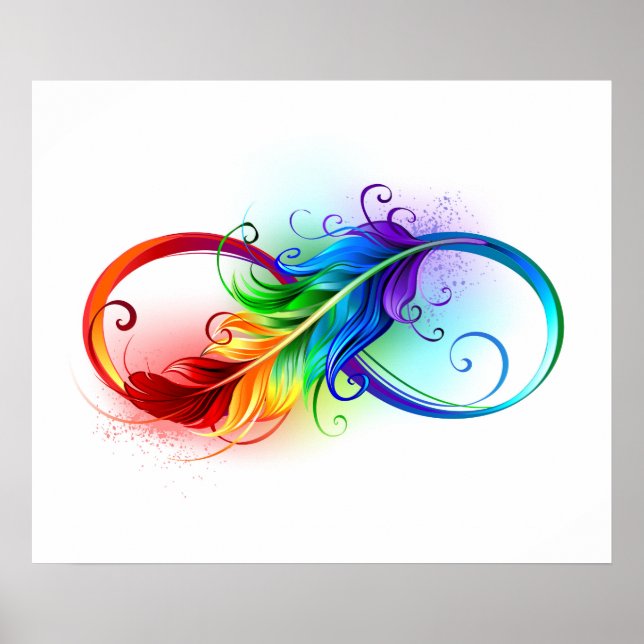 Unendliches Symbol mit Regenbogenfederhalter Poster (Vorne)