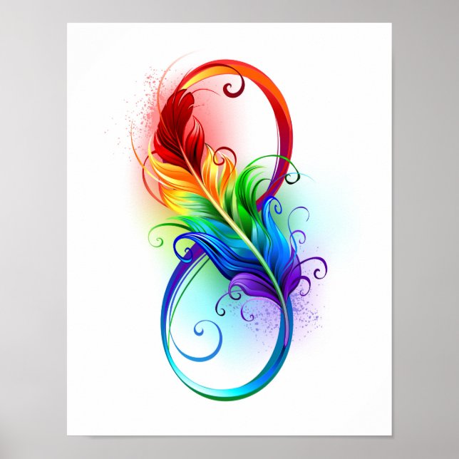 Unendliches Symbol mit Regenbogenfederhalter Poster (Vorne)