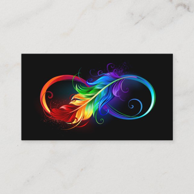 Unendliches Symbol mit Regenbogenfederhalter Rabattkarte (Vorderseite)