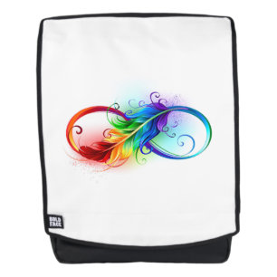 Unendliches Symbol mit Regenbogenfederhalter Rucksack