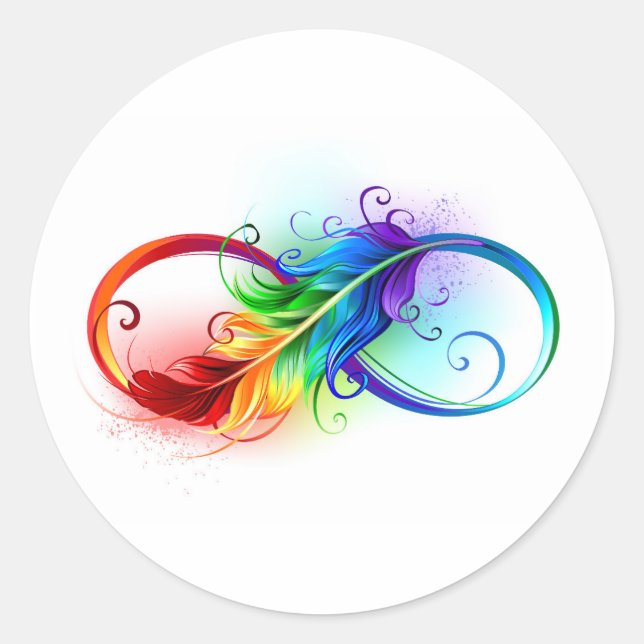Unendliches Symbol mit Regenbogenfederhalter Runder Aufkleber (Vorderseite)