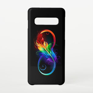 Unendliches Symbol mit Regenbogenfederhalter Samsung Galaxy S10 Hülle