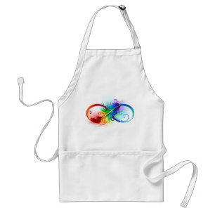 Unendliches Symbol mit Regenbogenfederhalter Schürze