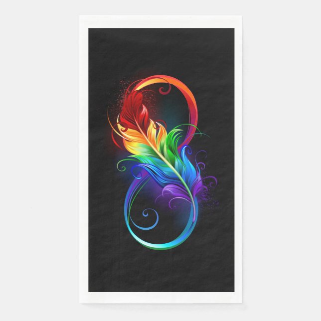 Unendliches Symbol mit Regenbogenfederhalter Serviette (Vorderseite)