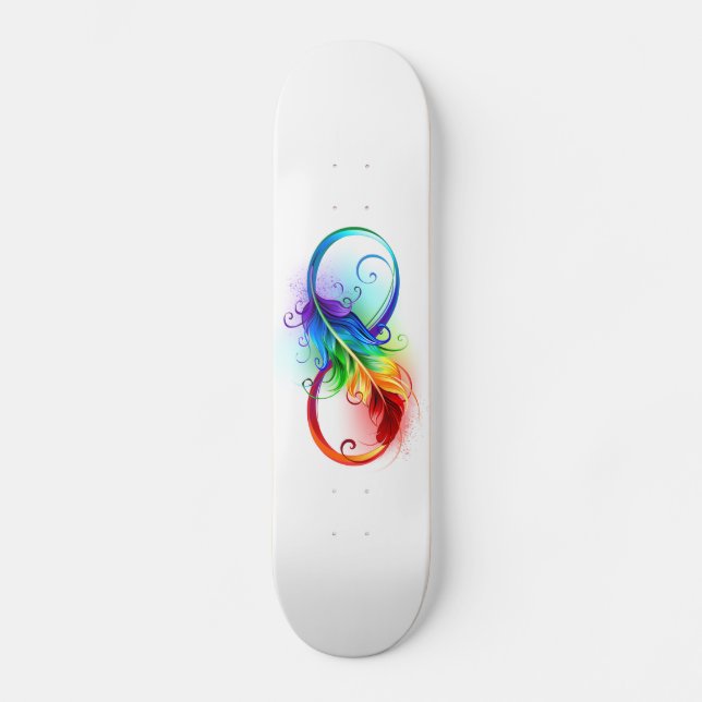 Unendliches Symbol mit Regenbogenfederhalter Skateboard (Vorderseite)