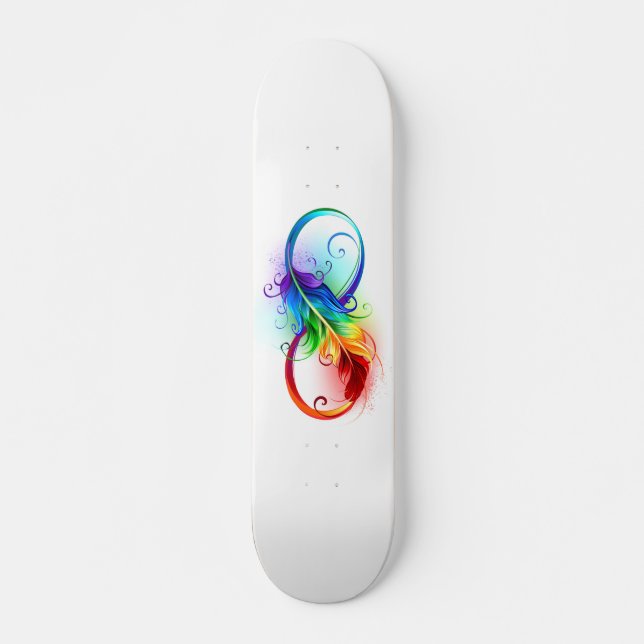 Unendliches Symbol mit Regenbogenfederhalter Skateboard (Vorne)