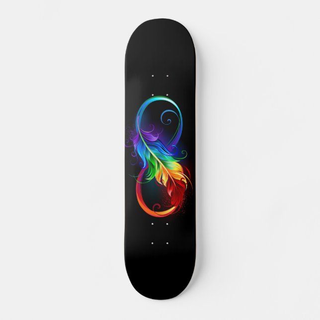 Unendliches Symbol mit Regenbogenfederhalter Skateboard (Vorderseite)