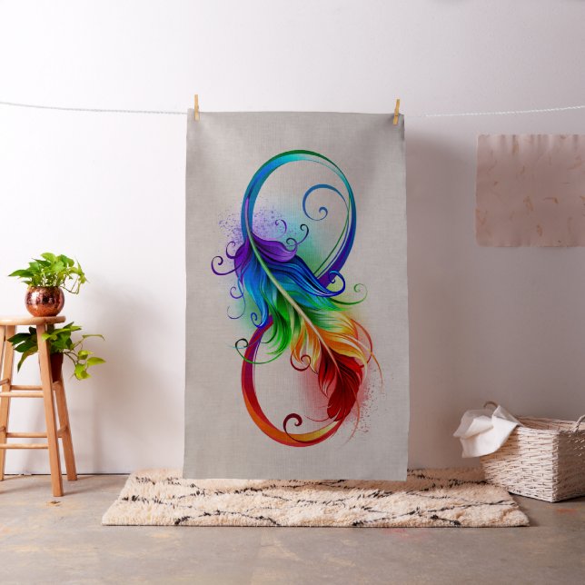 Unendliches Symbol mit Regenbogenfederhalter Stoff (Beispiel)