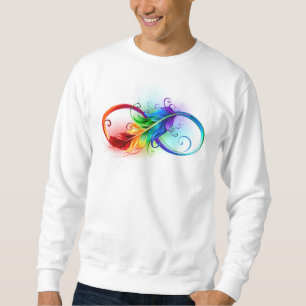 Unendliches Symbol mit Regenbogenfederhalter Sweatshirt