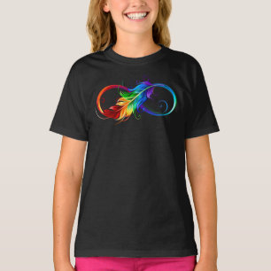 Unendliches Symbol mit Regenbogenfederhalter T-Shirt