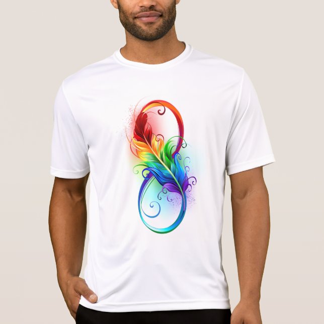 Unendliches Symbol mit Regenbogenfederhalter T-Shirt (Vorderseite)