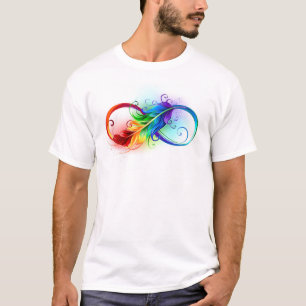 Unendliches Symbol mit Regenbogenfederhalter T-Shirt