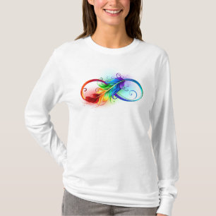 Unendliches Symbol mit Regenbogenfederhalter T-Shirt