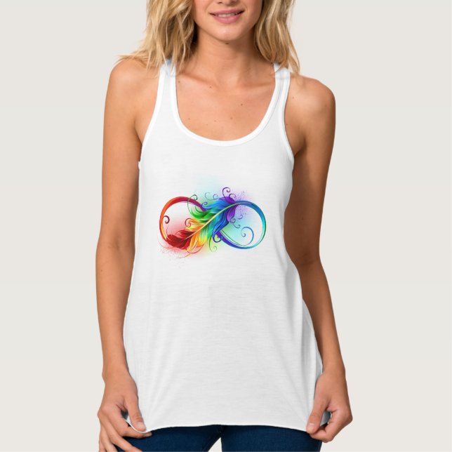 Unendliches Symbol mit Regenbogenfederhalter Tank Top (Vorderseite)