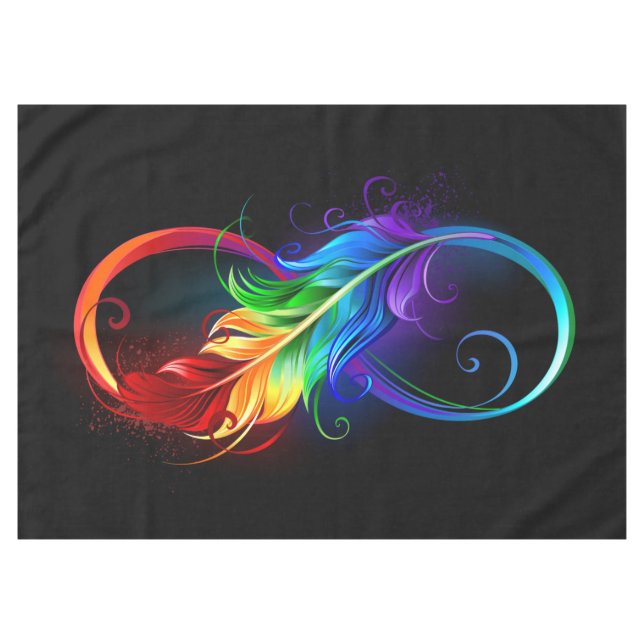 Unendliches Symbol mit Regenbogenfederhalter Tischdecke (Vorderseite (Horizontal))