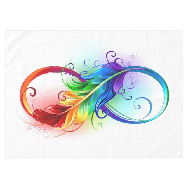 Unendliches Symbol mit Regenbogenfederhalter Tischdecke (Vorderseite (Horizontal))