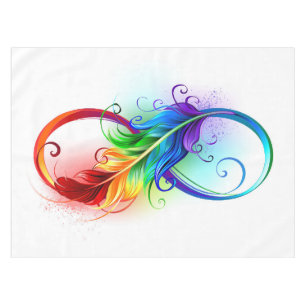 Unendliches Symbol mit Regenbogenfederhalter Tischdecke