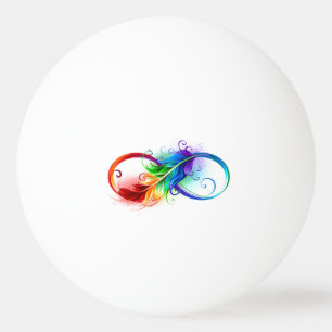 Unendliches Symbol mit Regenbogenfederhalter Tischtennisball