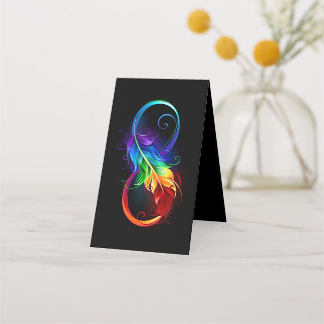 Unendliches Symbol mit Regenbogenfederhalter Treuekarte (Vorderseite)