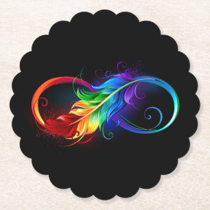 Unendliches Symbol mit Regenbogenfederhalter Untersetzer